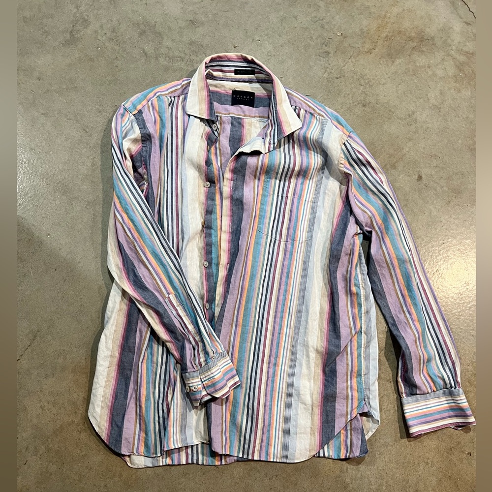 Calder Carmel striped long sleeved a dress shirt size xl